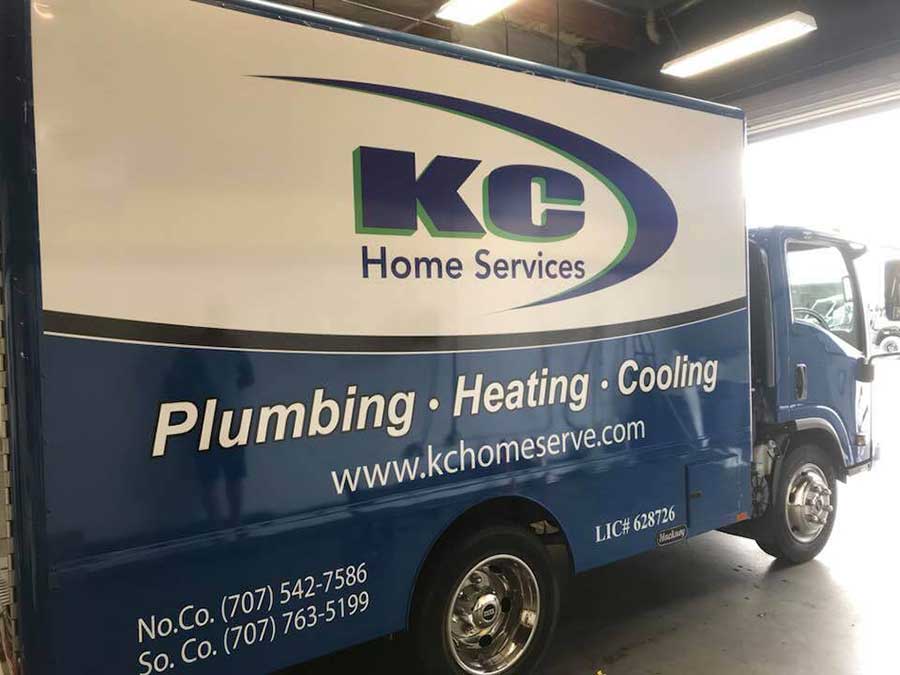 KC Home Services plumbing HVAC truck on.