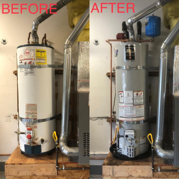 before and after image of a new install