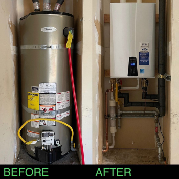 before and after image of a new install