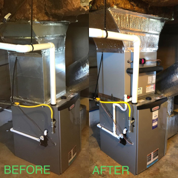 before and after image of a new install