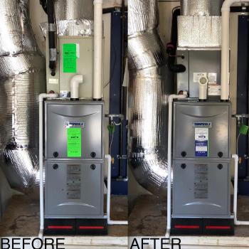 before and after image of a new install