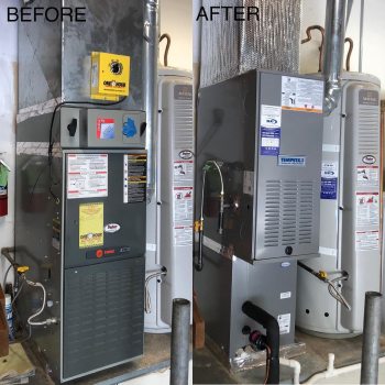 before and after image of a new install