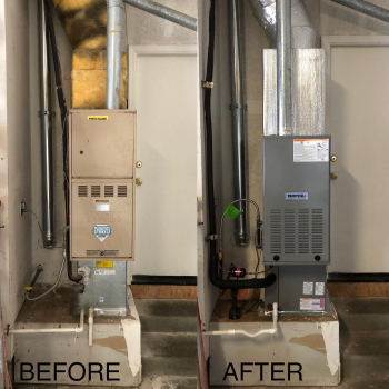 before and after image of a new install