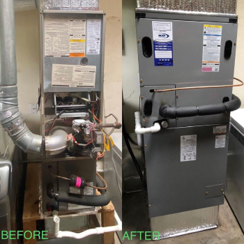 before and after image of a new install