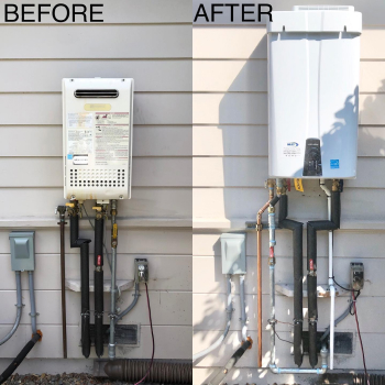 before and after image of a new install