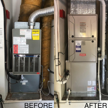 before and after image of a new install