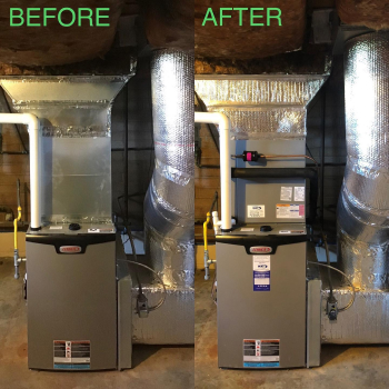 before and after image of a new install