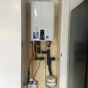 tankless water heater installed on the wall
