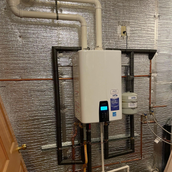 tankless water heater installed on the wall